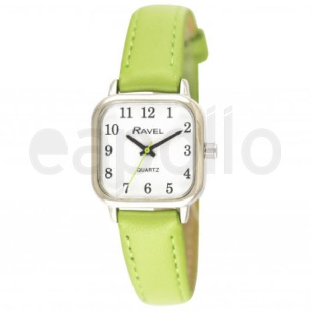 Wholesale Ravel Women's Cushion Shaped Bright Strap Watch - Bright Lime Green