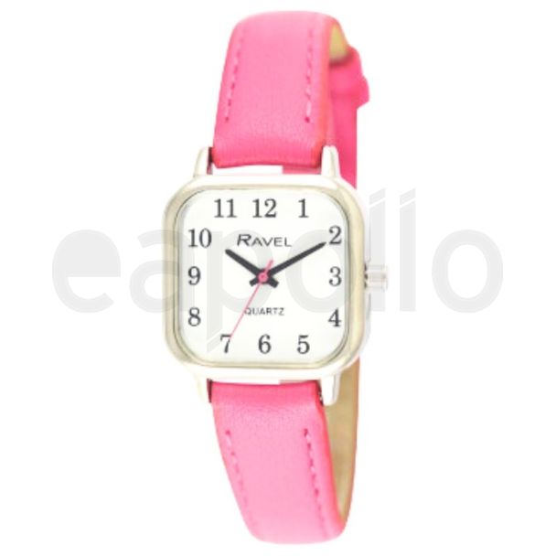 Ravel Women's Cushion Shaped Bright Strap Watch - Bright Pink