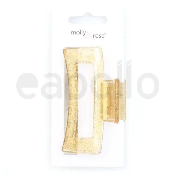 Gold & Silver Glitter Rectangular Plastic Hair Clamps - 8cm