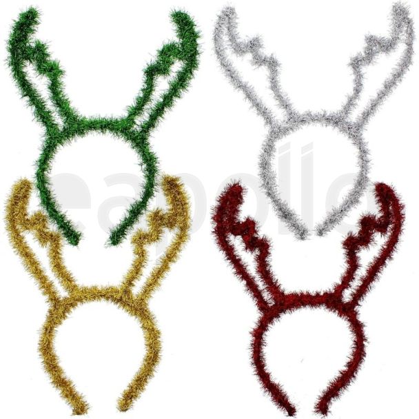 Wholesale  Reindeer Antlers Tinsel Headbands - Assorted Colour