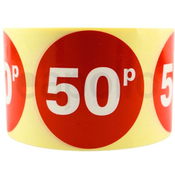 Wholesale Retail Label "50p" Stickers (500) 
