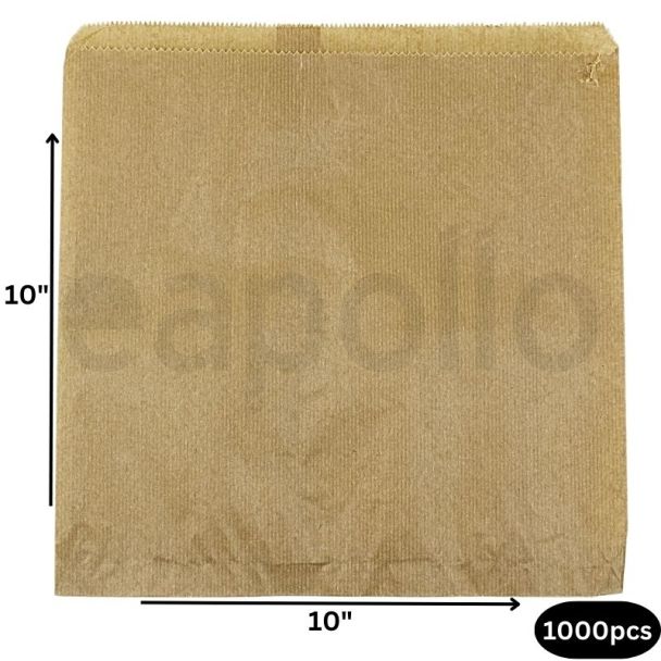 Wholesale Ribbed Pure Kraft Paper Bags Strung 10'' x 10'' (500pcs) 