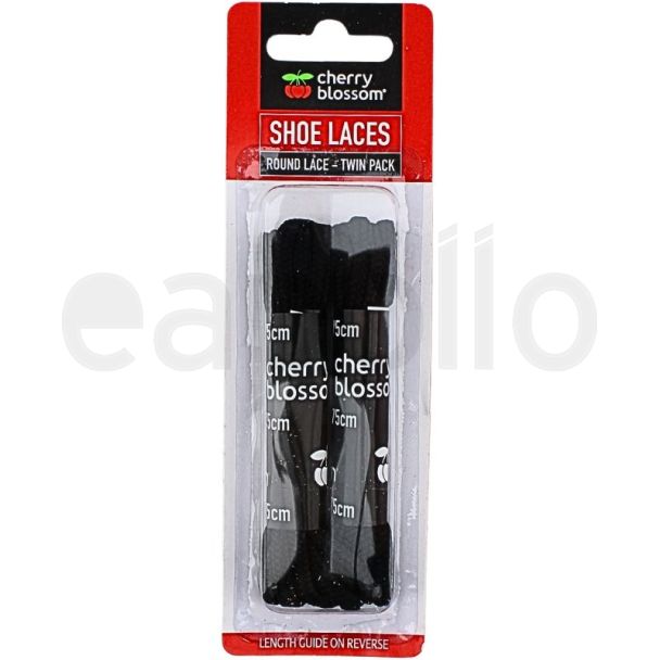 Wholesale Round Shoelace (75cm) Twin Pack - Black 