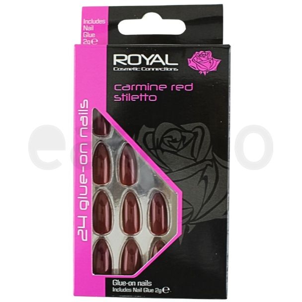 Wholesale Royal Cosmetic Glue-On Nails - Carmine Red Stiletto