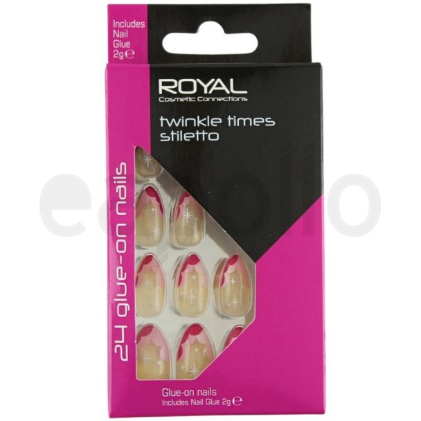Wholesale Royal Cosmetic Glue-On Nails - Twinkle Times Stiletto 