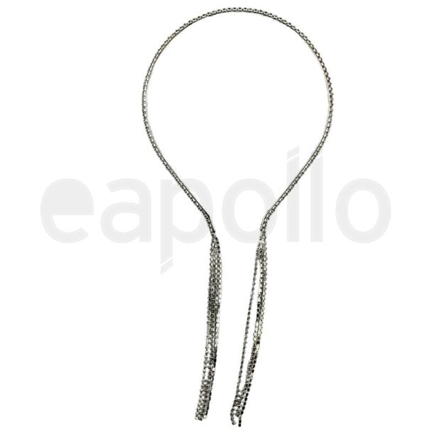 Wholesale Silver Diamond Plastic Aliceband with Tassel (8mm)