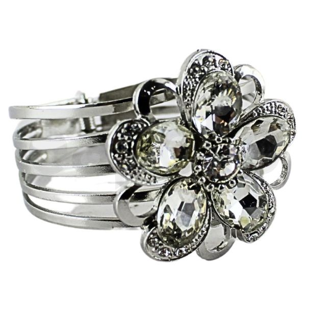 Wholesale Silver Coloured Bracelets - Flower Design
