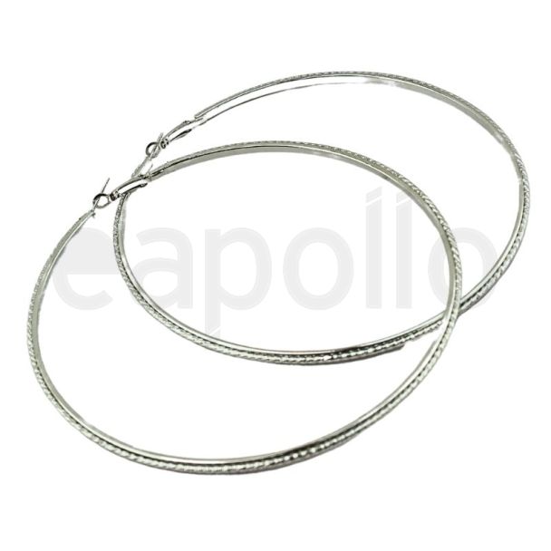 Wholesale Silver Twist Design Hoop Earrings - 11cm
