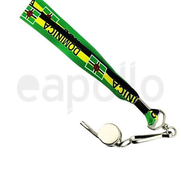 Wholesale Silver Whistle With Lanyard - Dominica Flag