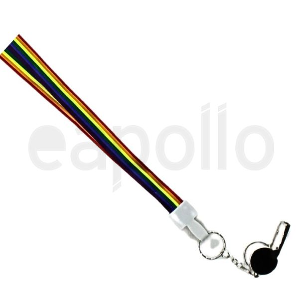 Wholesale Silver Whistle With Lanyard - Rainbow Design