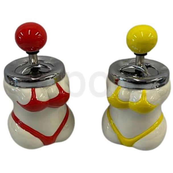 Wholesale Spinning Ashtray Ceramic "Ladies" Design - Assorted 