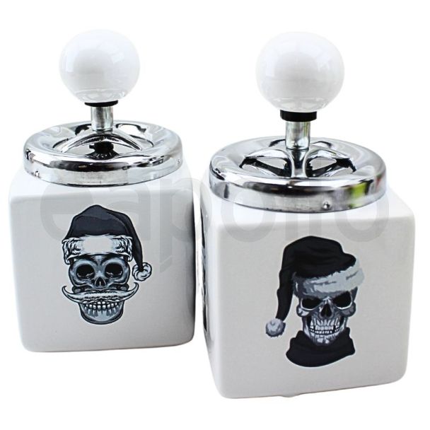 Wholesale Spinning Ashtray Ceramic "Skull With Hat" Design - Assorted 