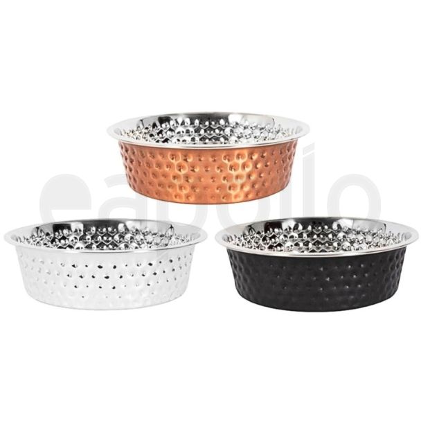 Wholesale Stainless Steel Hammered Finish Pet Bowl 16.5cm 