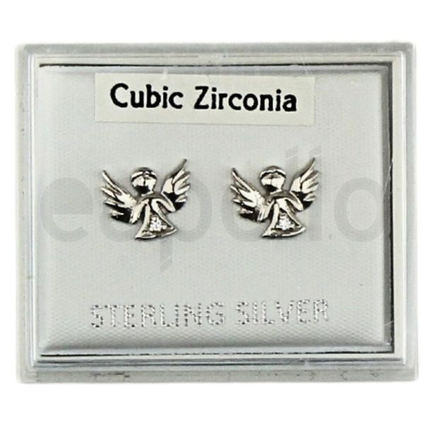 Wholesale Sterling Silver CZ Angel Stud (8mm)
