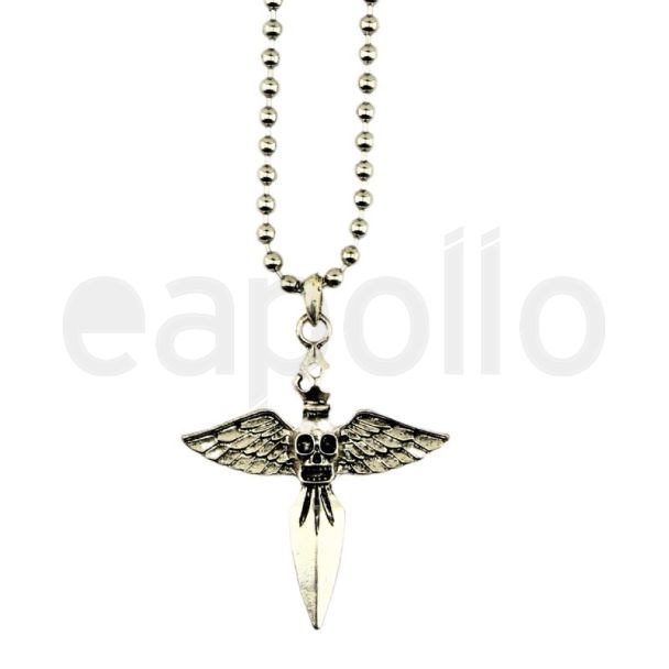 Wholesale Sterling Silver Skull Sword With Wing Pendant 