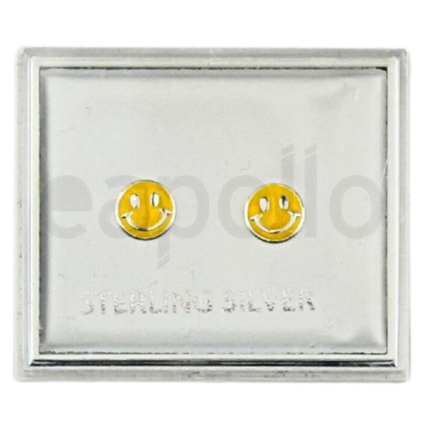 Wholesale Sterling Silver Smiley Face Design Earrings (6mm)
