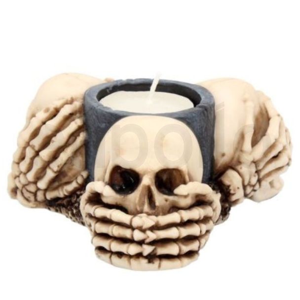 Wholesale Three Wise Skulls Tealight Holder 11cm