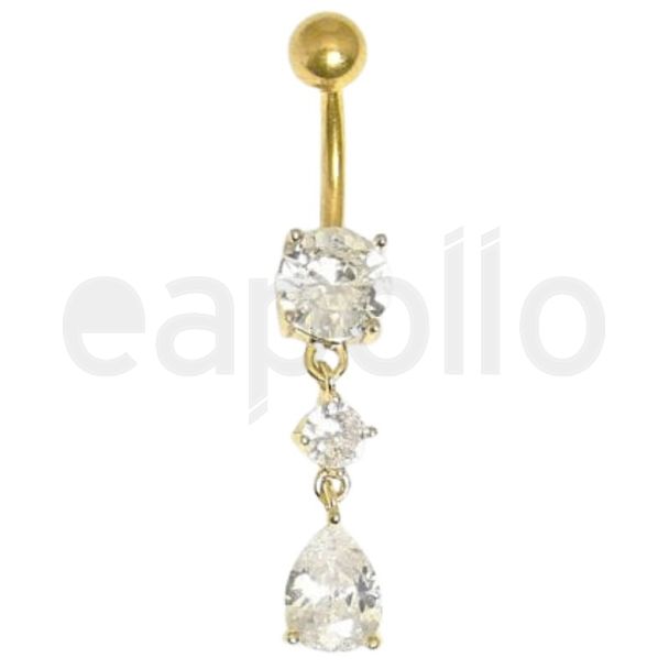 Wholesale Twinkle Tear drops Belly Bar - Gold 