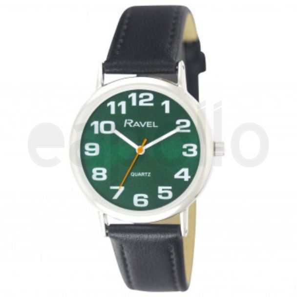 Wholesale Unisex Classic Bold Easy Read Strap Watch - Black / Green