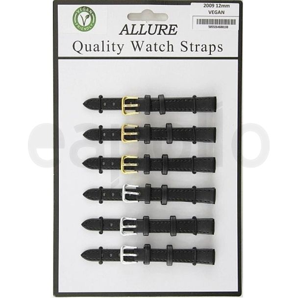 Wholesale Allure Plain Vegan Friendly Watch Straps - Assorted Colours - 12mm 