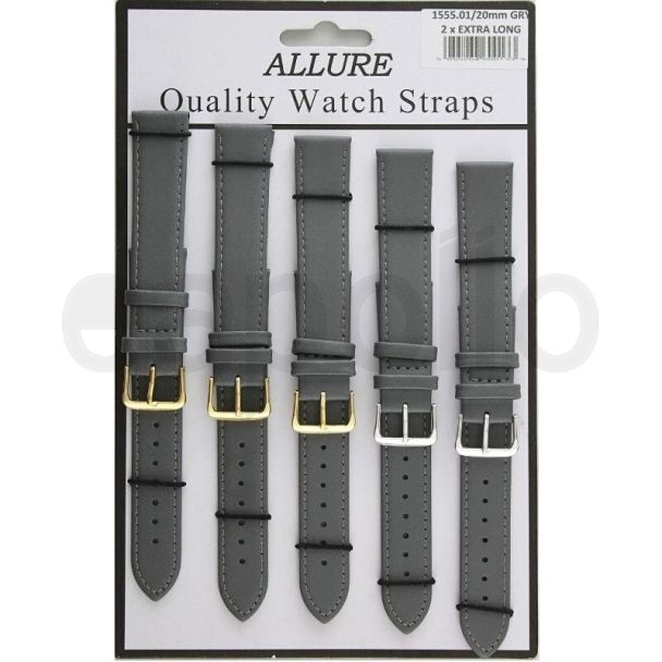 Wholesale Allure Plain Leather Watch Straps Grey - 20mm