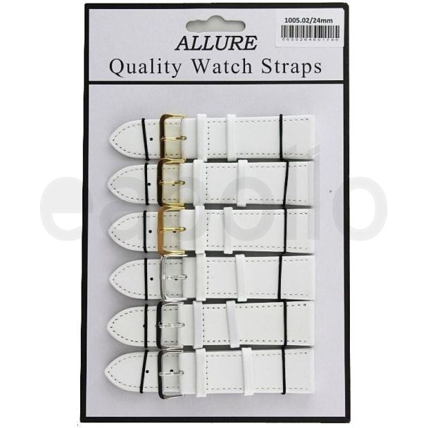 Wholesale Allure Plain Leather Watch Straps - White - 24mm wholesale