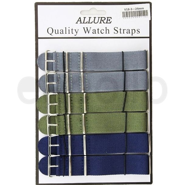 wholesale Allure Nato Replacement Nylon Watch Straps - Asst. Colours - 24mm