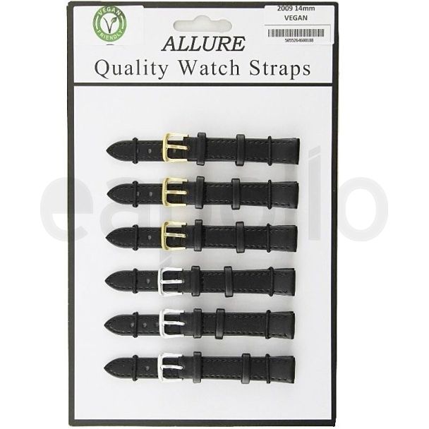 Wholesale Allure Plain Vegan Friendly Watch Straps - Assorted Colours - 14mm 
