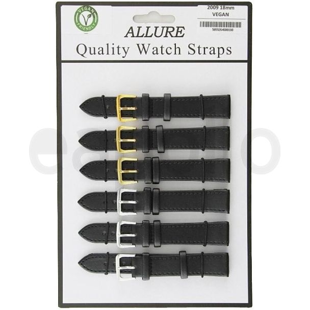 Wholesale Allure Plain Vegan Friendly Watch Straps - Assorted Colours - 18mm  