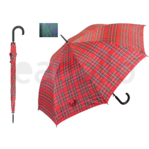 Wholesale Walking Umbrella -Tartan Print (Assorted Colours)