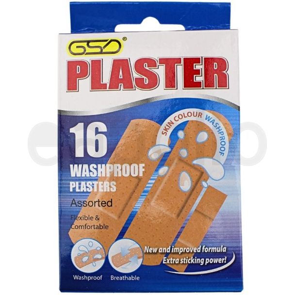GSD Washproof Plasters - 16 Assorted 