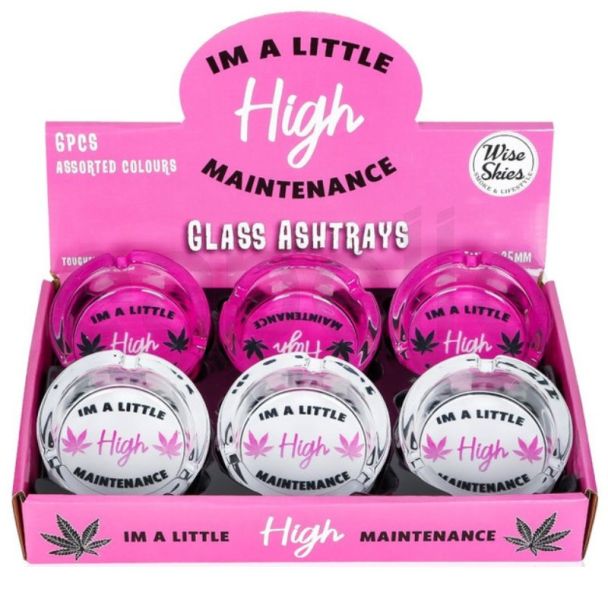 Wholesale Wise Skies High Maintenance Glass Ashtrays - Assorted