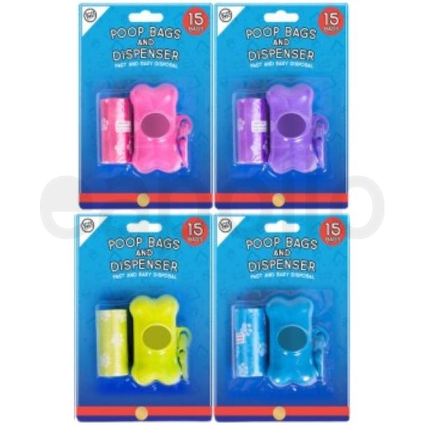 Wholesale World Of Pets Poop Bag & Dispenser 15PK - Assorted