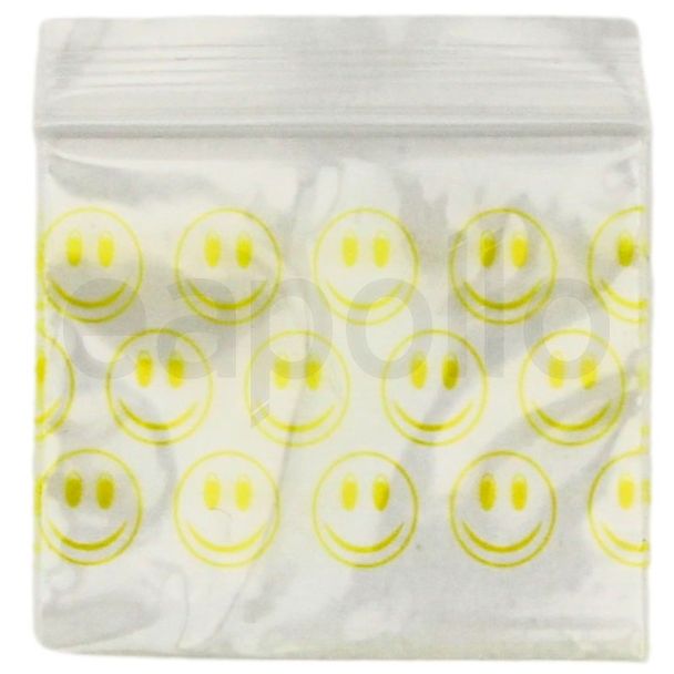 Wholesale Zipper Grip Seal Printed Resealable Bags - Yellow Smiley Face (40 x 40mm)