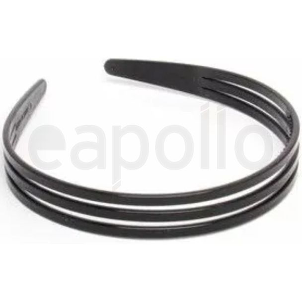 Wide 3 Row Black Plastic Aliceband 