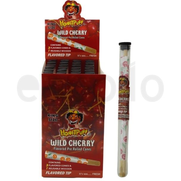 Wholesale HoneyPuff Flavoured Cones With Wood Tip - Wild Cherry 
