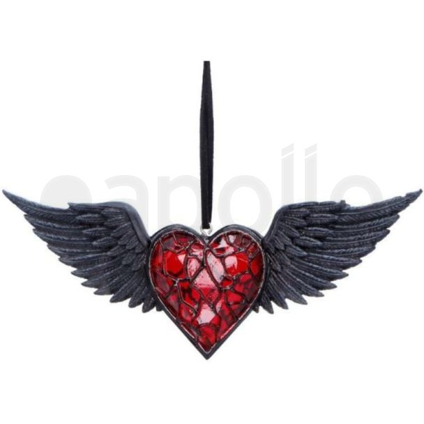 Winged Heart Gothic Hanging Ornament (6cm)