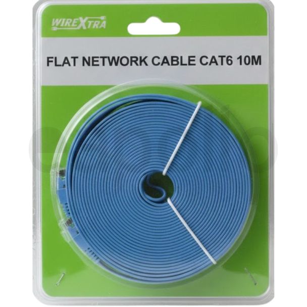 WireXtra Flat Network CAT6 Cable - 10 Metre Blue