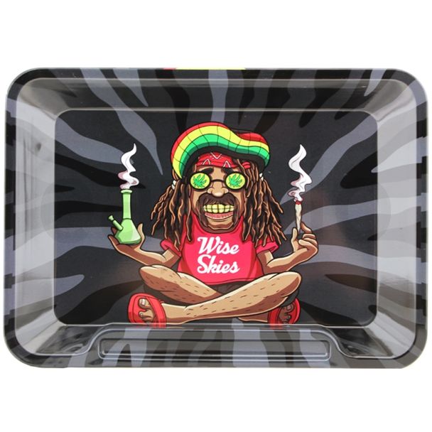 Wholesale Wise Skies Rectangular Rasta man R-Tray - Mini 