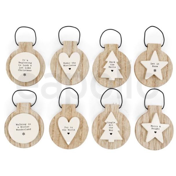 Wooden Christmas Bauble Hanging Decorations
