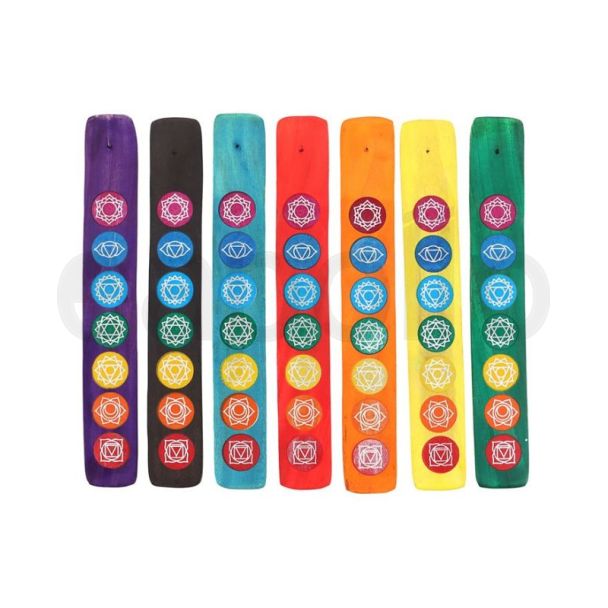 Wooden 7 Chakra Incense Stick Holders (Set of 7) - Assorted