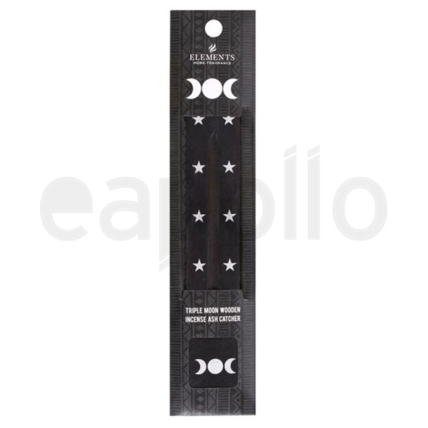 Wooden Incense Ash Catcher Triple Moon Design 