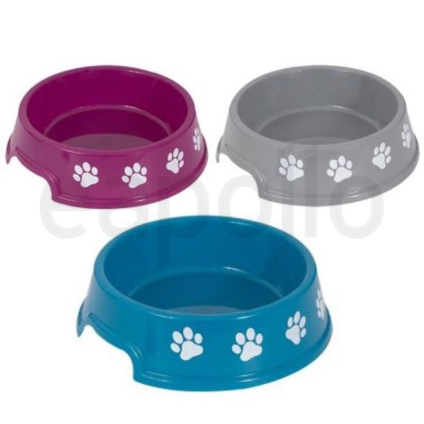 World of Pets Plastic Printed Round Bowl (21.5cm 750ml) - Assorted Colours