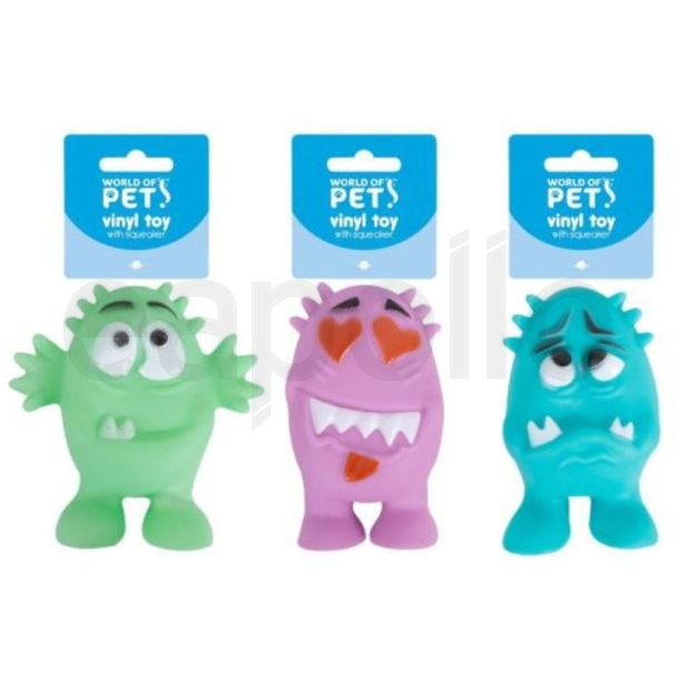 World of Pets Squeaky Vinyl Monsters Dog Toys - Assorted Colours