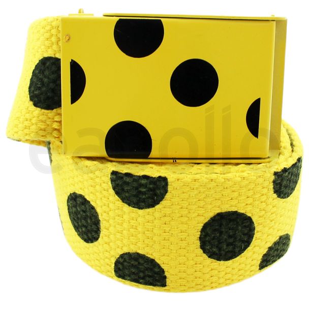 Yellow Polka Dot Canvas Belt
