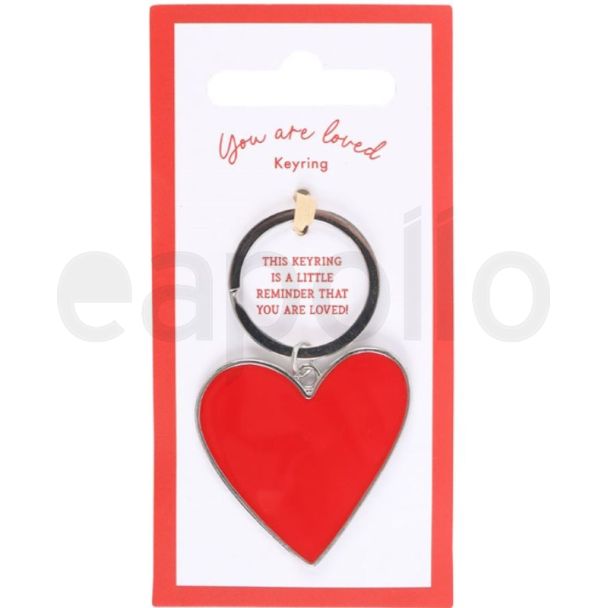 You Are Loved Heart Keyring- Red & Silver