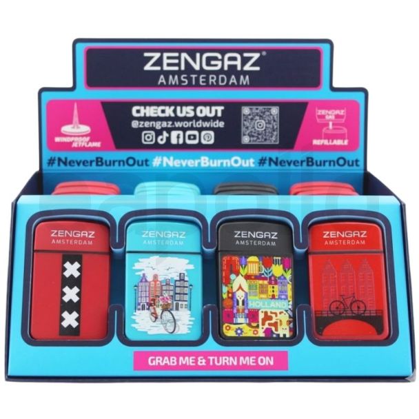 Zengaz Mini Cube Jet Flame Refillable Lighters - Assorted (S2)