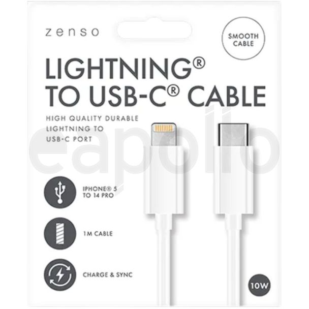 Zenso Charging Cable (Type C to Lightning) – White (1m)