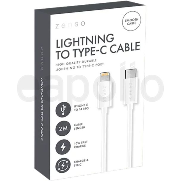Zenso Charging Cable (Type C to Lightning) – White (2m)