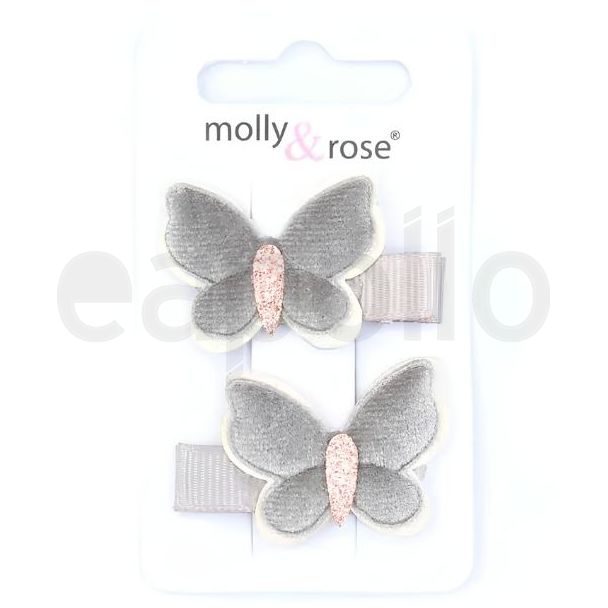 2pcs Velvet Butterfly Beak Clips - Assorted - 3.5cm